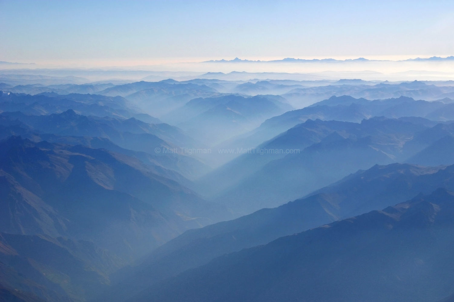 Fine art stock photograph of the Peruvian Andes. Photo taken from high above in an airplane.