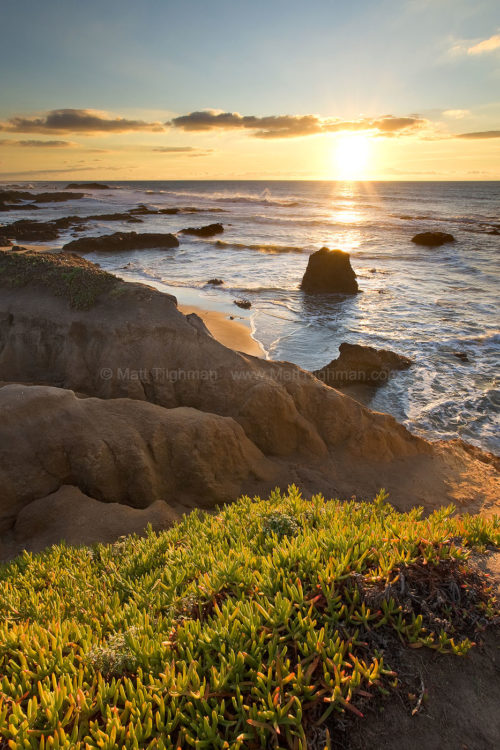 Fine art stock photograph of Pescadero Beach at Sunset. Pescadero Beach is just off of California's Pacific Coast Highway, roughly west of San Jose