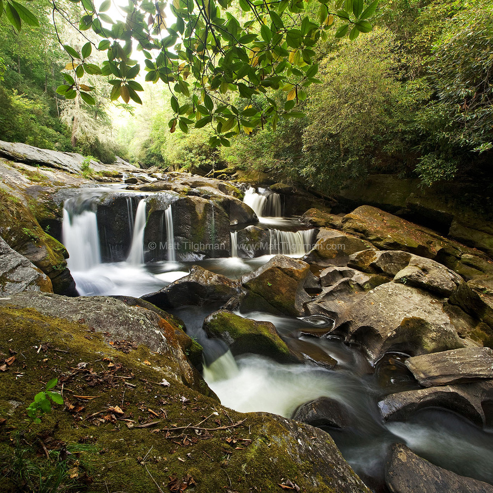 Smoky Mountain Waterfall - Chattooga River Fine art stock photograph of a beautiful waterfall on the Chattooga River, in the lush Smoky Mountains of Western North Carolina.