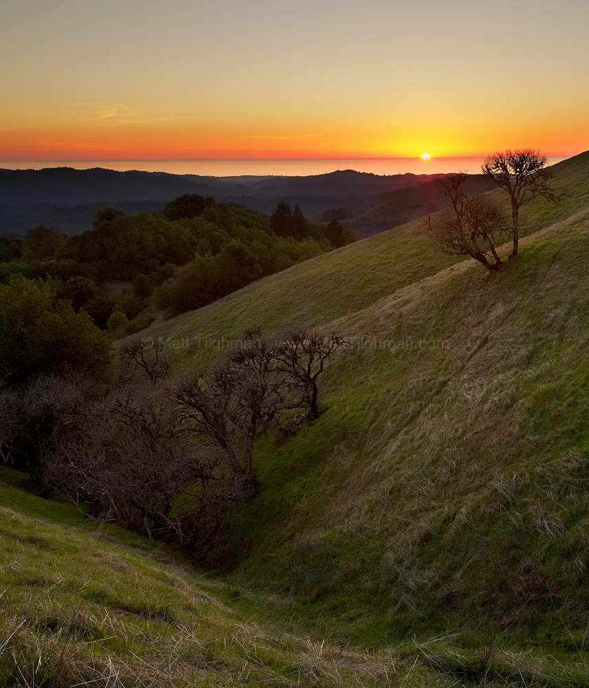 Pacific Ocean From Russian Ridge Fine art stock photograph from Russian Ridge Open Space, California. This winter day afforded a rare fogless glimpse of the beautiful Pacific Ocean at sunset.