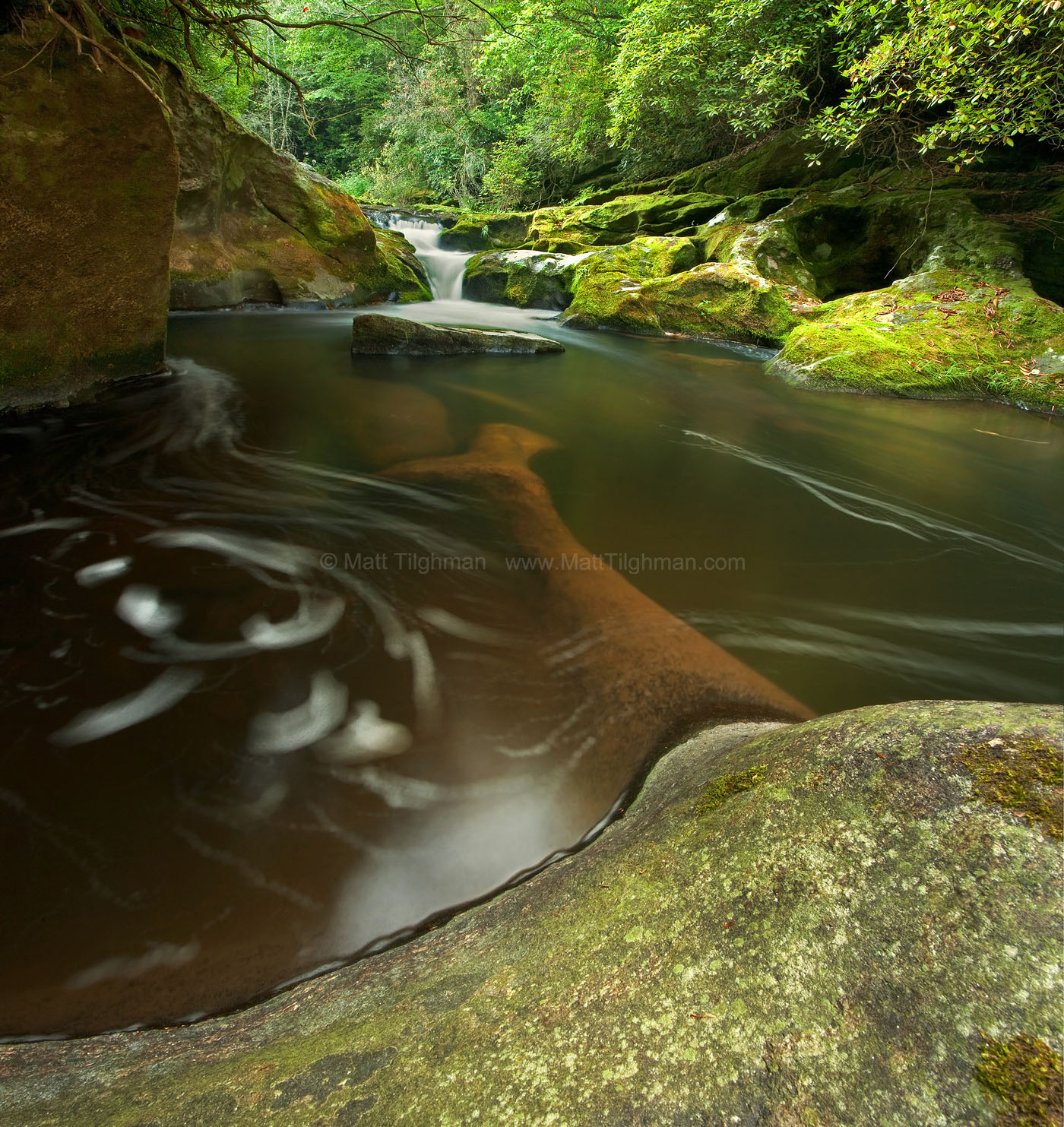 Corkscrew Falls on Chattooga River Fine art stock photograph taken in the headwaters of the Chattooga River, in the lush Appalachian Mountains of Western North Carolina.