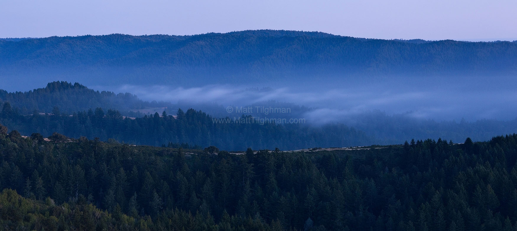 Land Spray - Russian Ridge Open Space Fine art stock landscape photograph from Russian Ridge Open Space, California. A long exposure reveals the interesting dynamics of fog in the valley.